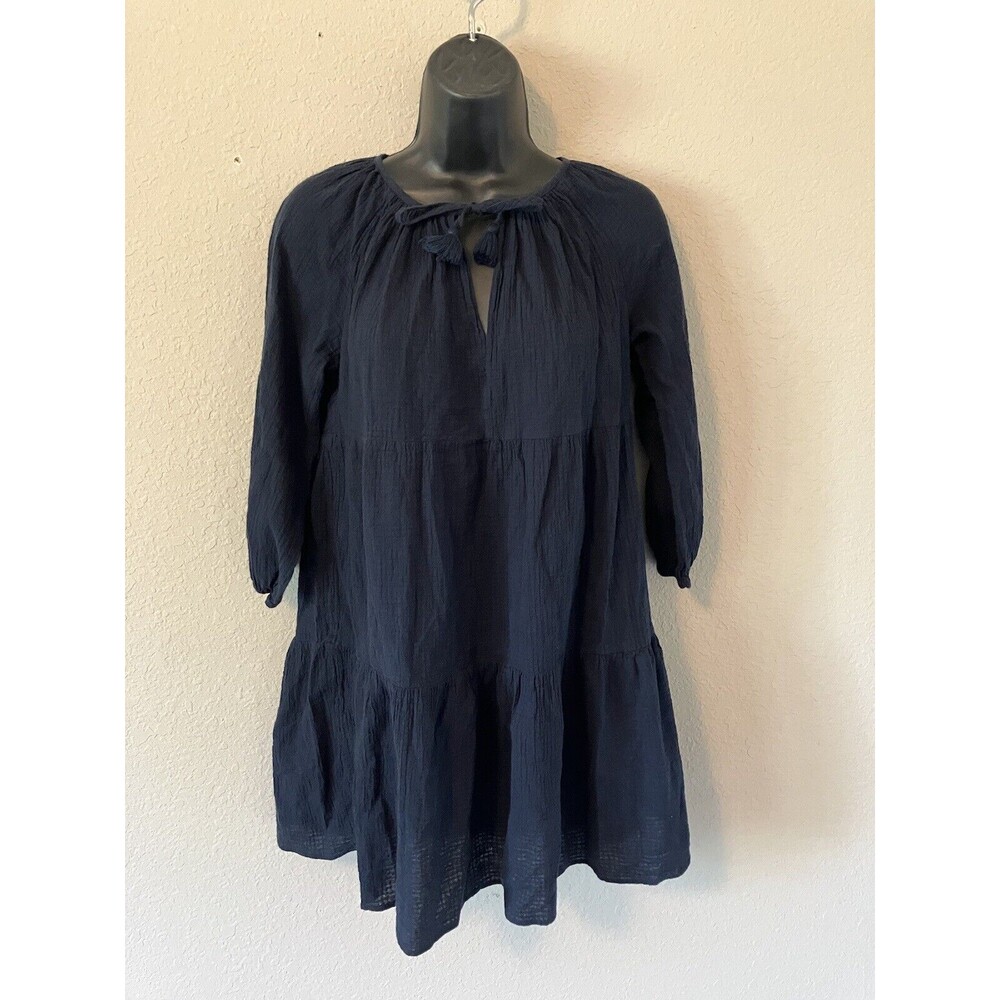 J.Crew Mini Dress Size XXS Navy Tiered Pullover Cotton